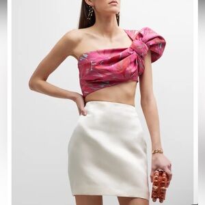 NWT Cult Gaia June Floral Draped Sleeve Crop Top